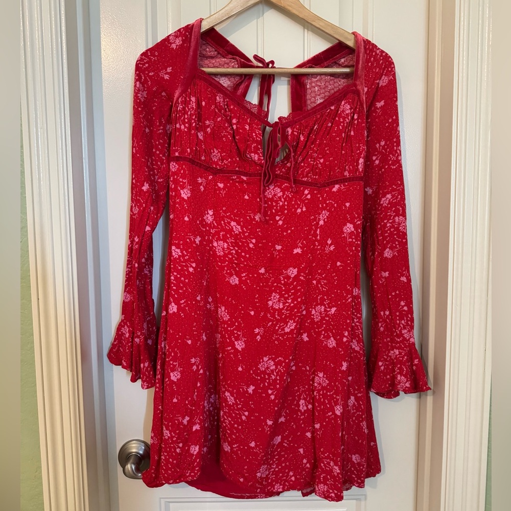 Free People Red and Pink Floral Dress